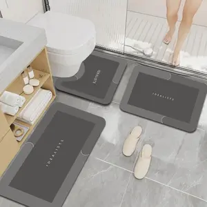 3pcs Super Absorbent Non Slip Bath Mat Quick Drying Rubber Backed Water Absorbing Rugs for Bathroom Shower Tub Sink Side Kitchen Machine Washable Home Decor Essentials