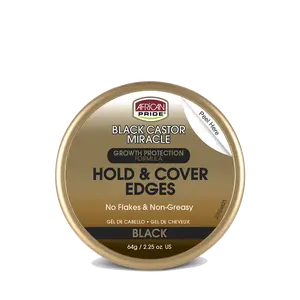 African Pride Black Castor Miracle Hold & Cover Edges - Slicks and Controls, Fills Thinning Areas, With Black Castor Oil & Coconut Oil, 2.25 oz