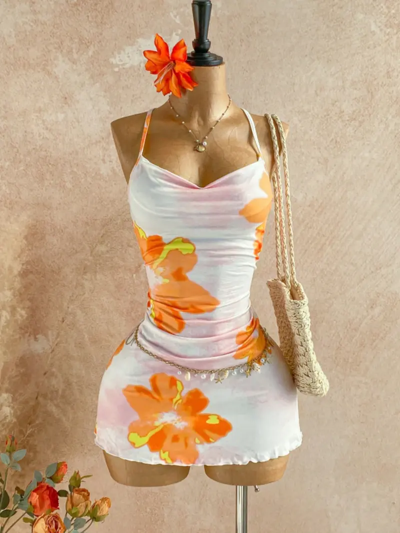 beach romper dress Sexy Halter Romper Mini Dress Black / S main image 0