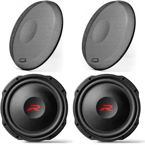 Alpine (2) RS-W12D4 12-inch R-Series Shallow Subwoofer Dual 4 Ohm & Grill Bundle