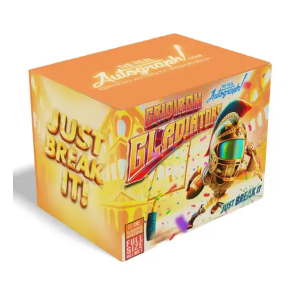 THE REAL AUTOGRAPH Just Break It Football Cards & Gladiator Box Full Size Helmet Collectible Set for Sports Enthusiasts