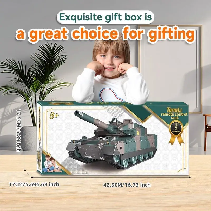 Tongli Japanese-Style Simulated Tracked RC Tank - 2.4G Remote Control Toy, 6-8Y Unisex Halloween Gift, 360° Wide Turret Rot, Authentic Combat Sound Effects, BPA/Latex-Free Safe Materials, Battery-Powered Outdoor Toy, Batteries Packed Separately, Yes