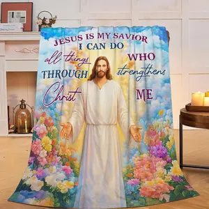 Jesus Blanket Christian Soft Cozy Throw Blanket Christ Religious God Scripture Bible Verse Super Plush Warm Stuff Lightweight Fleece Flannel Blankets Gifts for Women Girls Boys Kids Adults