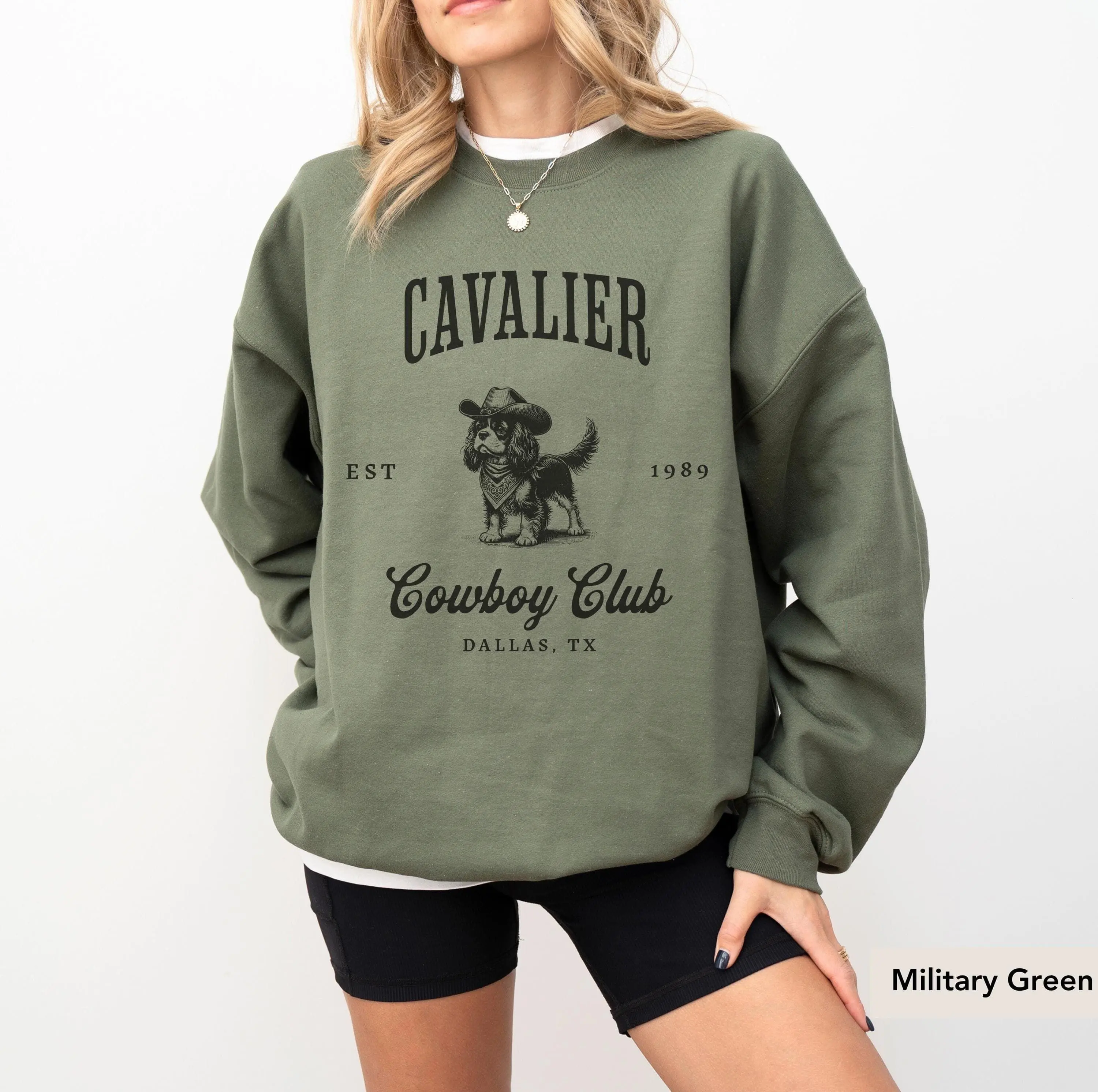 Cavalier King Charles Spaniel cowboy Club Sweatshirt, Cavalier Spaniel, Cavalier King Charles Spaniel Gift, Cavalier Spaniel mom, Dog Cowboy Cotton Crewneck