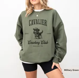 Cavalier King Charles Spaniel cowboy Club Sweatshirt, Cavalier Spaniel, Cavalier King Charles Spaniel Gift, Cavalier Spaniel mom, Dog Cowboy Cotton Crewneck