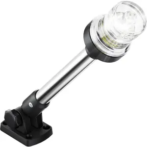 12 Inches LED Anchor Stern Navigation Light, IP67 Waterproof White Boat Light, Fold Down Rear Marine Light for Pontoon, Jon Boat and Small Boats, 12-24V