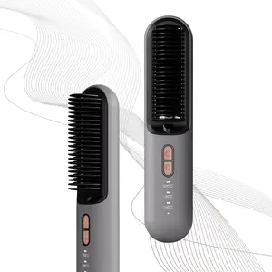 TikTokShopBlackFriday Wireless Hair Straightener Brush  Ionic Fast Heating Anti-Scald & Auto Shut-Off,USB Rechargeable  2-in-1 Curler & Straightener Portable & Safe
