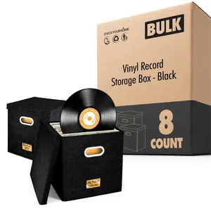 Vinyl Record Storage Box - Black (8 Pack)
