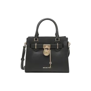 Michael Kors Nouveau Hamilton Leather Crossbody Shoulder Bag with Logo Lock Key Charm in Black for Women