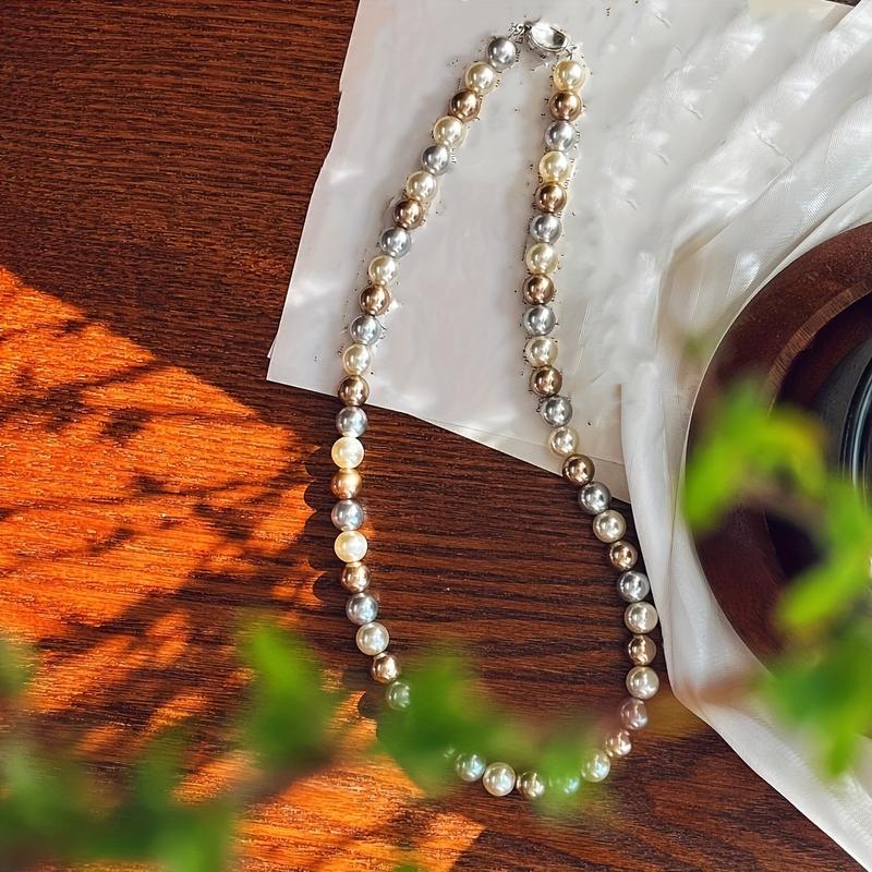 Elegant Freshwater Freshwater Pearls Necklace, Mixed Color Coffee Freshwater Pearls, December Birthstone, Celestial Theme, Suitable for Casual Attire And Gift Occasions, Sexy And Simple Design, Suitable for Valentine's Day, Jewelry for All Seasons