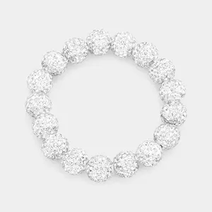 Clear Rhinestone Ball Stretch Bracelet | Fun Fashion | 563672