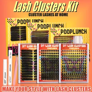 Lashes map for clusters Kit Spiky Wet Eyelashes Extension Kit, 10-18mm Individual Lashes Kit with Lash Bond and Seal Makeup