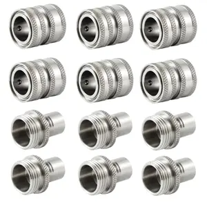 12/8/4PCS Garden Hose Quick Connect Solid Stainless Steel Water Hose Connectors Garden Hose Disconnect 3/4 inch GHT - Thread Easy Fittings No-Leak Water Hose Male Female Value