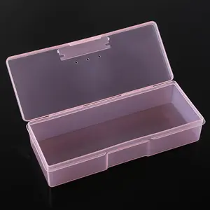 1 pc Plastic Storage Personal Box for Nail, Nail Implement Storage Box Organizer Case Manicure Tool Box for Nail Pedicure Supply Tools (Translucent pink), Durable Storage Organizer