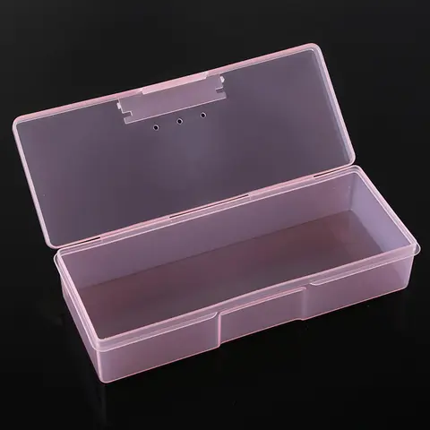 1 pc Plastic Storage Containers Personal Box for Nail, Nail Implement Storage Box Case Manicure Tool Box for Nail Pedicure Supply Tools (Translucent pink)