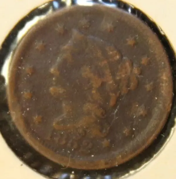 1852 Braided Hair Large Cent, Very Good+ Circulated Coin, Store #242403