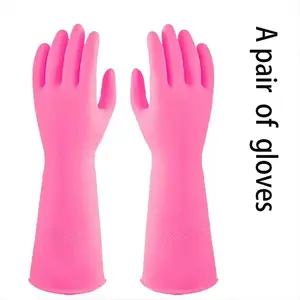 Latex Gloves 38cm, Durable Kitchen Cleaning Gloves, Thickened Rubber Gloves for Home Washing, New Material, Fleece Lined