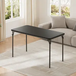 Folding Table, 47 Inch Card Table with PU Padded Tabletop, Portable Multifunctional Game Table for Indoor, Outdoor Use, Folding Desk for Home, Parties, Picnics, Game Nights
