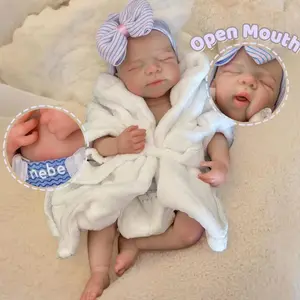 Otarddolls 18 Inch / 45 cm Lifelike Silicone Girl Reborn Dolls Can Open Mouth 3D Painting with Visible Veins Full Body Soft Solid Silicone Reborn Dolls for Daughters