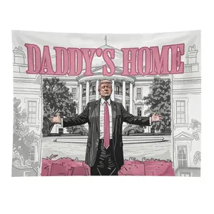 1pc Trump "Daddy's Home" White House Polyester Artistic Tapestry, Indoor Wall Artwork, Room Decorations, Decor Accessories for Apartment Home Supplies