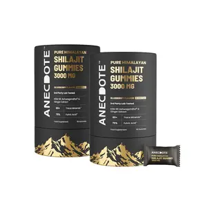 Anecdote Pure Himalayan Shilajit Gummies 3000mg | Boosts Energy & Stamina* | Supports Muscle Strength & Recovery* | Enhances Nutrient Absorption* | 75% Fulvic Acid & 85+ Trace Minerals* | 60 Gummies| Pack of 2