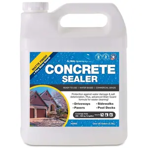 Concrete Driveway Sealer Plus Stain Guard (Matte Finish) Commercial Grade Outdoor Indoor  Sealant Protects Pavers Sidewalks Pools (1 Gallon) H2900