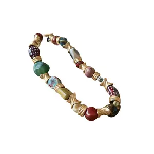 Women's Handmade Ceramic Beaded Choker - Vintage Colorful Collar, Boho, Handmade Whimsical, Bead Chain, Colorful Statement, Culturally-Inspired Ethnic Jewelry, Boho Necklaces, Handmade Whimsical Necklaces