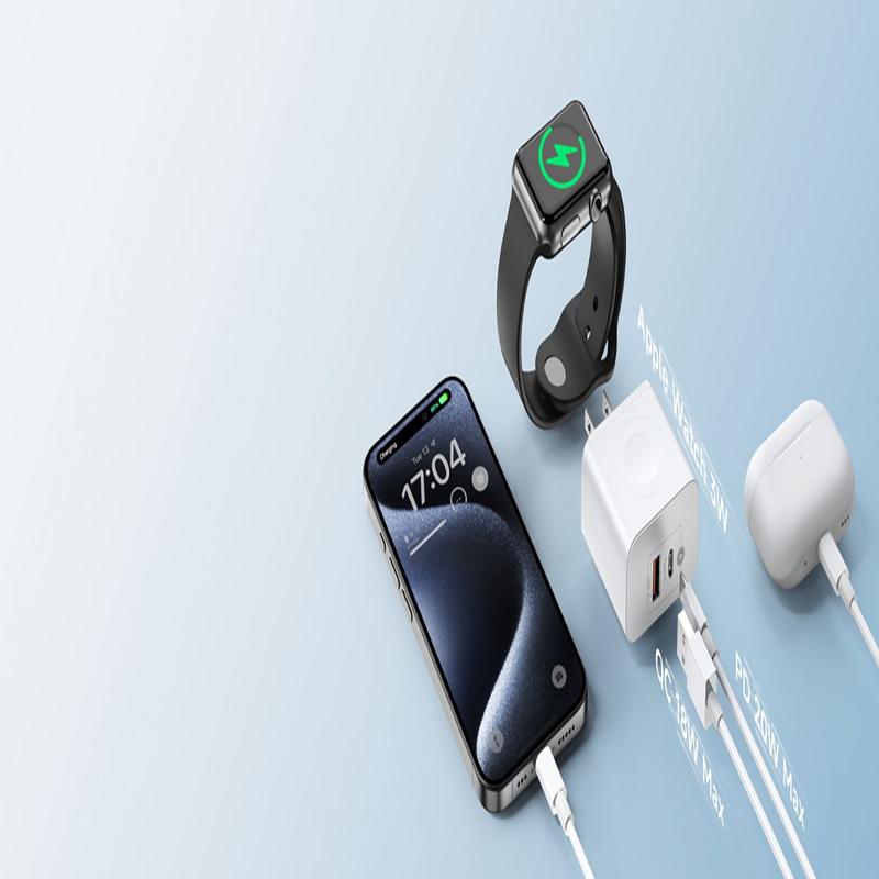 Watch Charger, Magnetic Wireless Charging Block with PD 23W USB-C Fast Charger, 3-in-1 Dual Port for Watch Series Ultra/SE/9/8/7/6, Phone 16/15/Pro Max,iPad Pro/Air, White