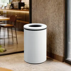 Garvee Commercial-Grade Open Top Garbage Can, 10.6 Gallon Fingerprint-Proof Stainless Steel Bin with Removable Inner Bucket, 40L Large Capacity Round Container for Kitchen, Restaurant & Office, White