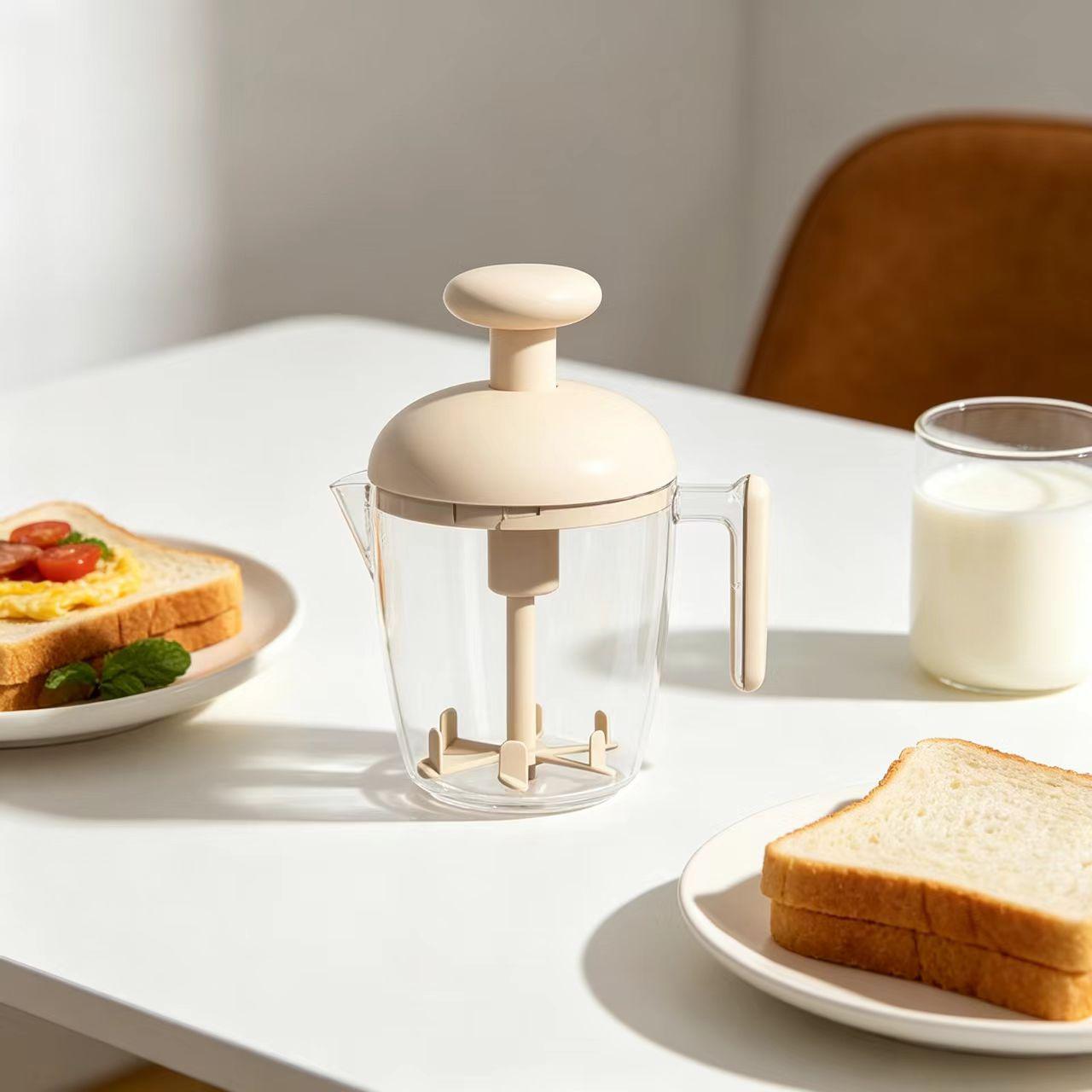 Hand-Press Egg Beater Cup – Whip, Mix & Strain Effortlessly!