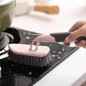 3-Piece Set Heavy-Duty Bathroom Floor Wall Tile Cleaning Scrub Brush - Sturdy Handle, Hard Bristle, Effective Stains Removal, Crevice Cleaning, Bathtub, Household, Floor Cleaning Supplies, Essential Cleaning Tool For Deep Cleaning