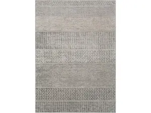 Livabliss MOC2304-6796 Indoor Medium Pile Monaco Area Rug, 6 ft. 7 in. x 9 ft. 6 in., Silver Gray, Medium Gray & Cream