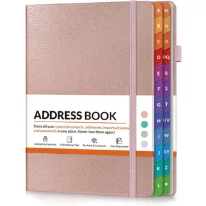 Address Book with Colorful Alphabetical Tabs, Address Notebook Organizer for Record Contacts, 5.3'' x 7.7''- Rose