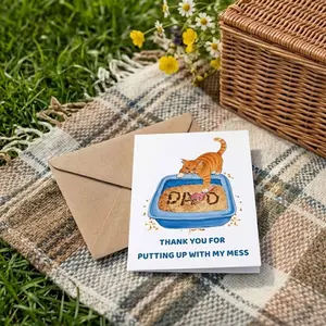 Funny Cat Dad Fathers Day Card - Cat Dad Gifts For Men - Cute Father's Day Card Gifts from Cat - Happy Father's Day Gift Card From Pet Or From Cat