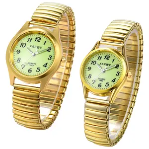 Couple Ultra Thin Easy Reader Watch Elastic Watch with Lunimous Dial,  for Xmas Christmas