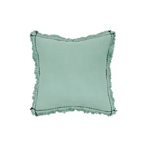 carol & frank Cheryl Surf Blue Square Cotton Handwoven Accent Throw Pillow, 22" x 22"