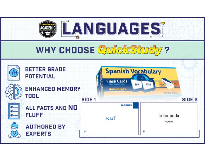 Spanish Vocabulary 1000 Flash Cards: a Quickstudy Reference Tool