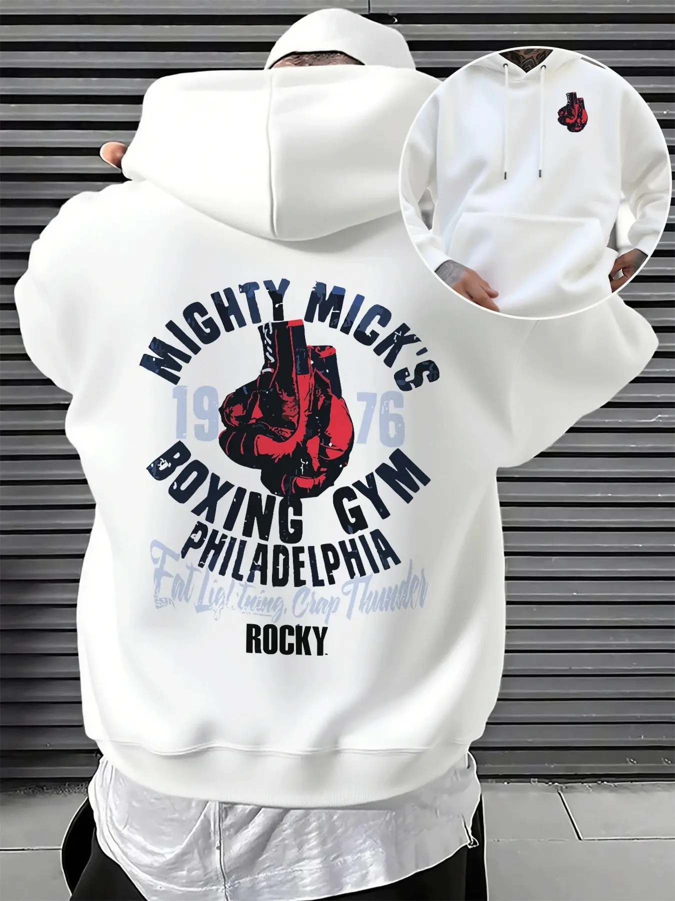 Rocky Rocky Mighty Mick's Boxing Gym Hoodie, Oversized Fitted Design, Spring & Fall Casual Wear, Men Women Unisex Style