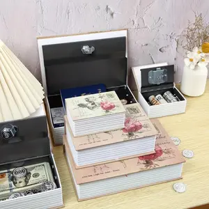 Vintage Rose Pattern Book Safe with Key Lock, 1 Count Portable Secret Book Safe, Hidden Storage Box for Coins, Jewelry and Passport