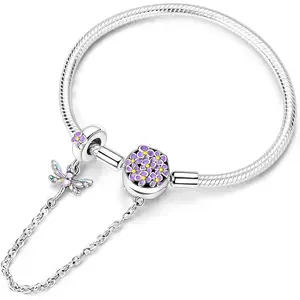 Hapour 925 Sterling Silver Charms Bracelet for Women Butterfly Friend Heart Moon and Star Snake Chain Charm Bracelet with 5A Cubic Zirconia