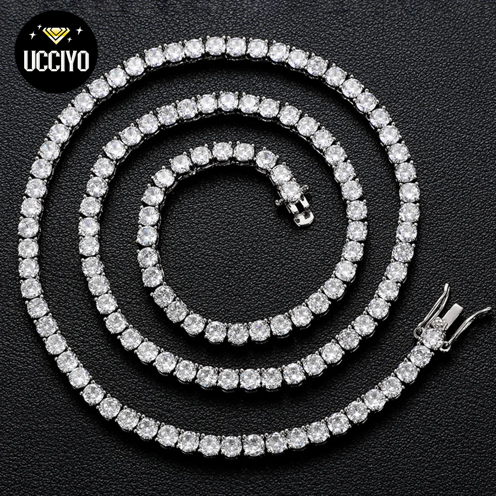5mm  925 Sterling Silver D VVS Synthetic Moissanite Tennis Necklace For Women Chain Fine Jewelry【#N13】