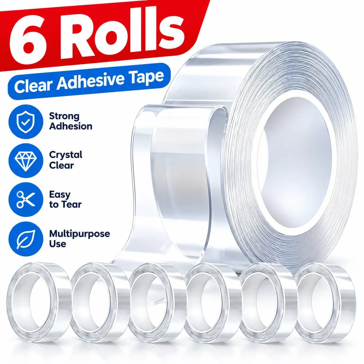 pro max  new Alien Nano Tape Double Sided Heavy Duty Reusable Adhesive Stick Transparent Tape ALIEN Double Sided Tape Heavy Duty and Carpet Tape Removable Residue Free-US