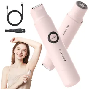 KOMINGDON Women's Portable Bikini & Body Hair Trimmer — Type-C Rechargeable 2-in-1 Dual-Head Electric Shaver; allows for painless trimming of hair in intimate areas, on the face, underarms, and legs; a thoughtful summer gift for women.