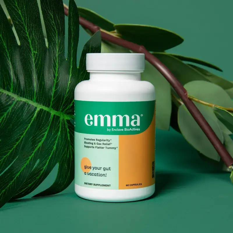 Emma Gut Health Dietary Supplement, 2-Pack (120 Capsules) – Natural Support for Bloating Relief, Leaky Gut, Bathroom Comfort