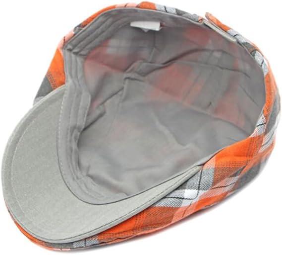 2 Pack Men's Newsboy Hat Flat Cap Adjustable Plaid Gatsby Cabbie Driving Golf Hat Beret