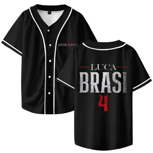 Kevin Gates Luca Brasi 4 Logo Baseball Jersey Shirt V-Neck Women Men Short Sleeve Streetwear Clothes