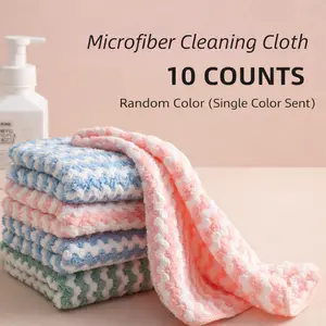 10 Counts Microfiber Cleaning Cloth, Random Color, Multi Purpose Cleaning Towels for Dishes and Surfaces