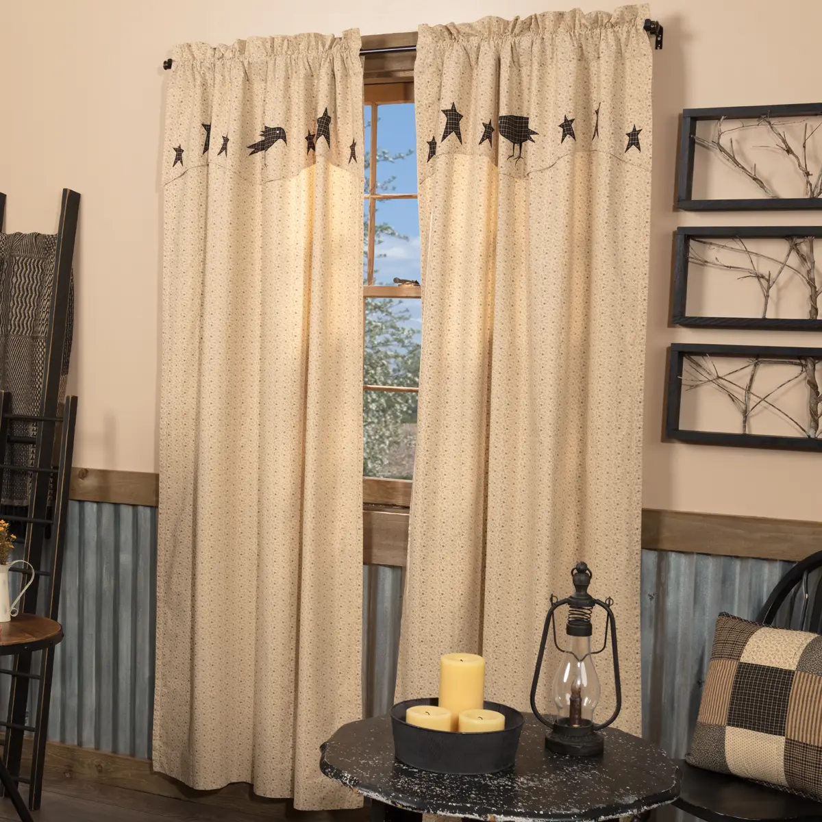 Kettlehurst Crow Panel Curtains, Charcoal Grey Floral Print Dark Curtains, Light Filtering Household Textile Window Treatments
