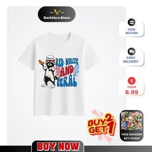 Red White And Feral ,  Funny Raccoon Shirt , 4th Of July , Feral , Hotdog Raccoon , Merica