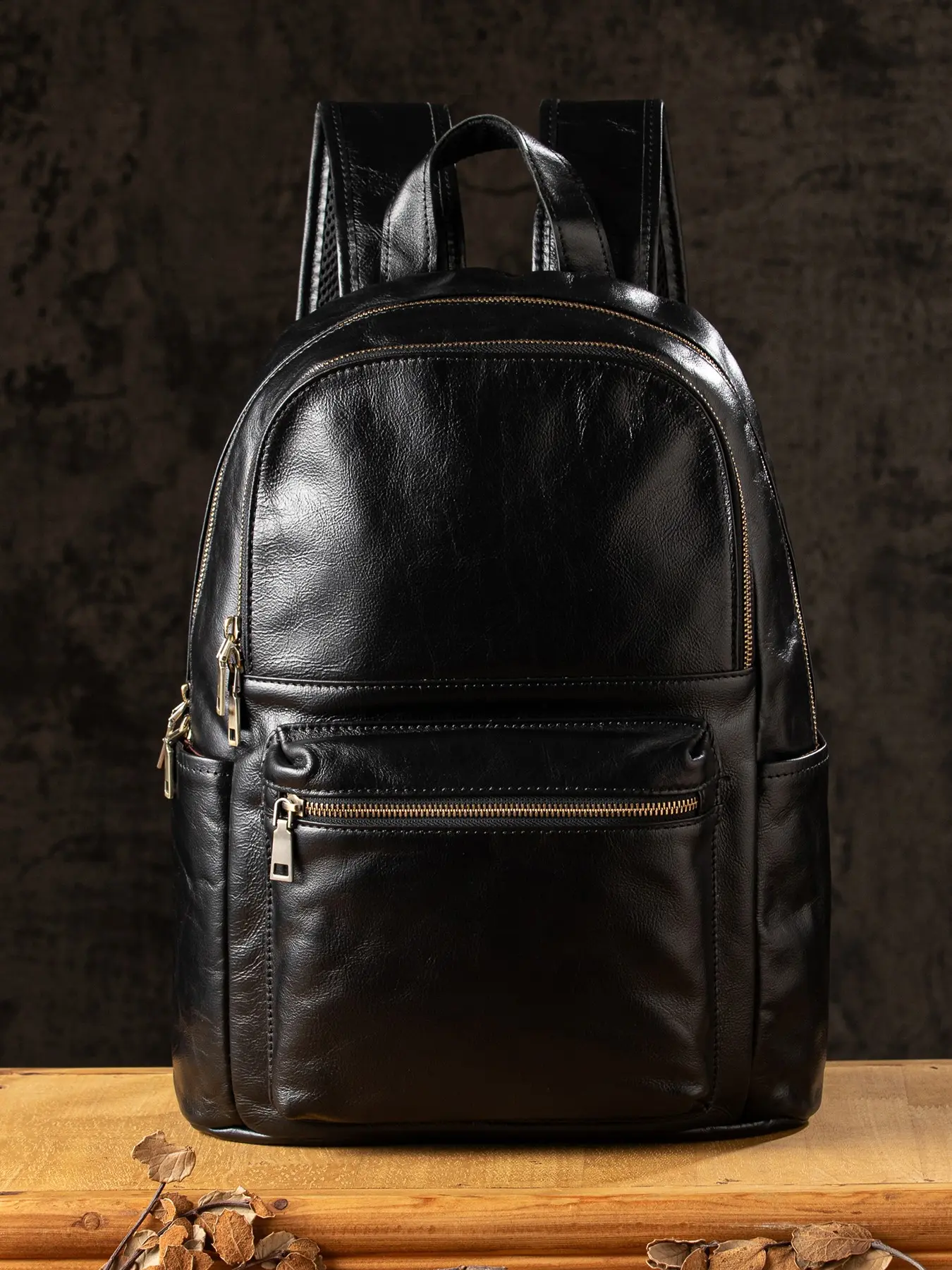Handmade Original Leather Backpack, Men's Casual Large Capacity Laptop Bag, First Layer Cowhide Fashion Bookbag for Women